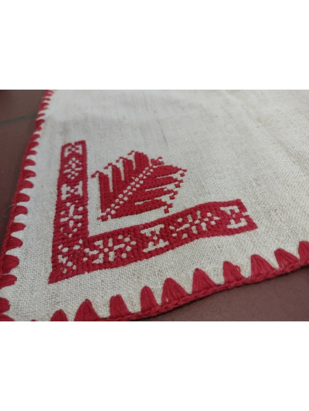 Vintage Folk Art Embroidered Linen Textile Lot Redwork Table Linens Pillow